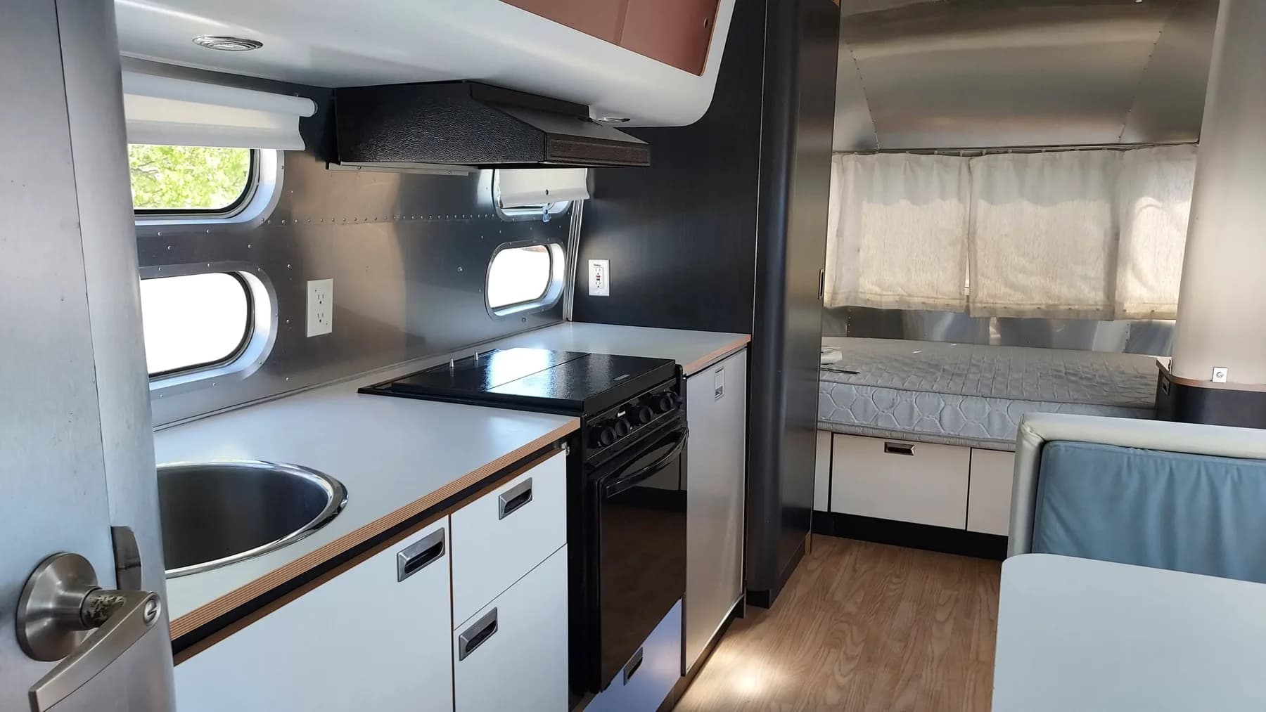 Kitchen and cabinetry in an Airstream Safari